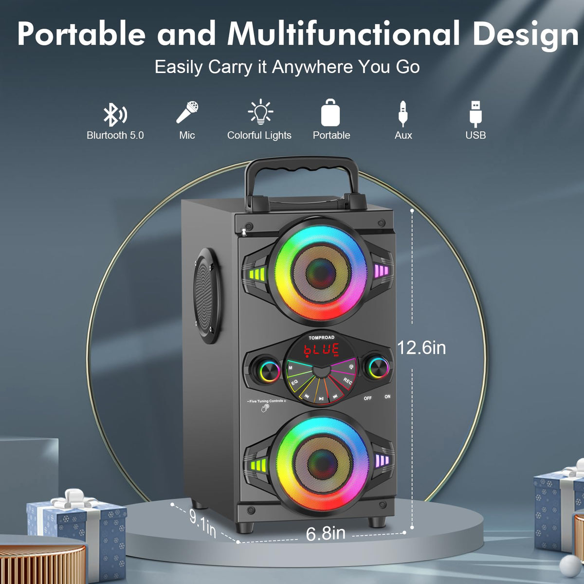 60W Portable Bluetooth Speaker with Subwoofer B52092