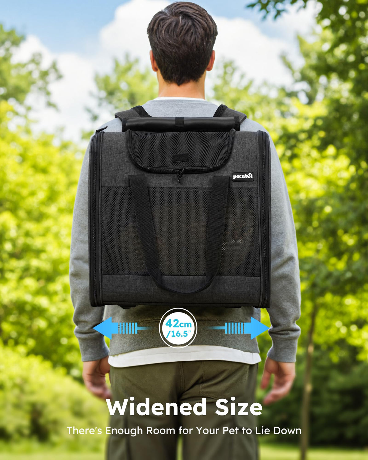 Dark Grey Cat Backpack with Breathable Mesh B297