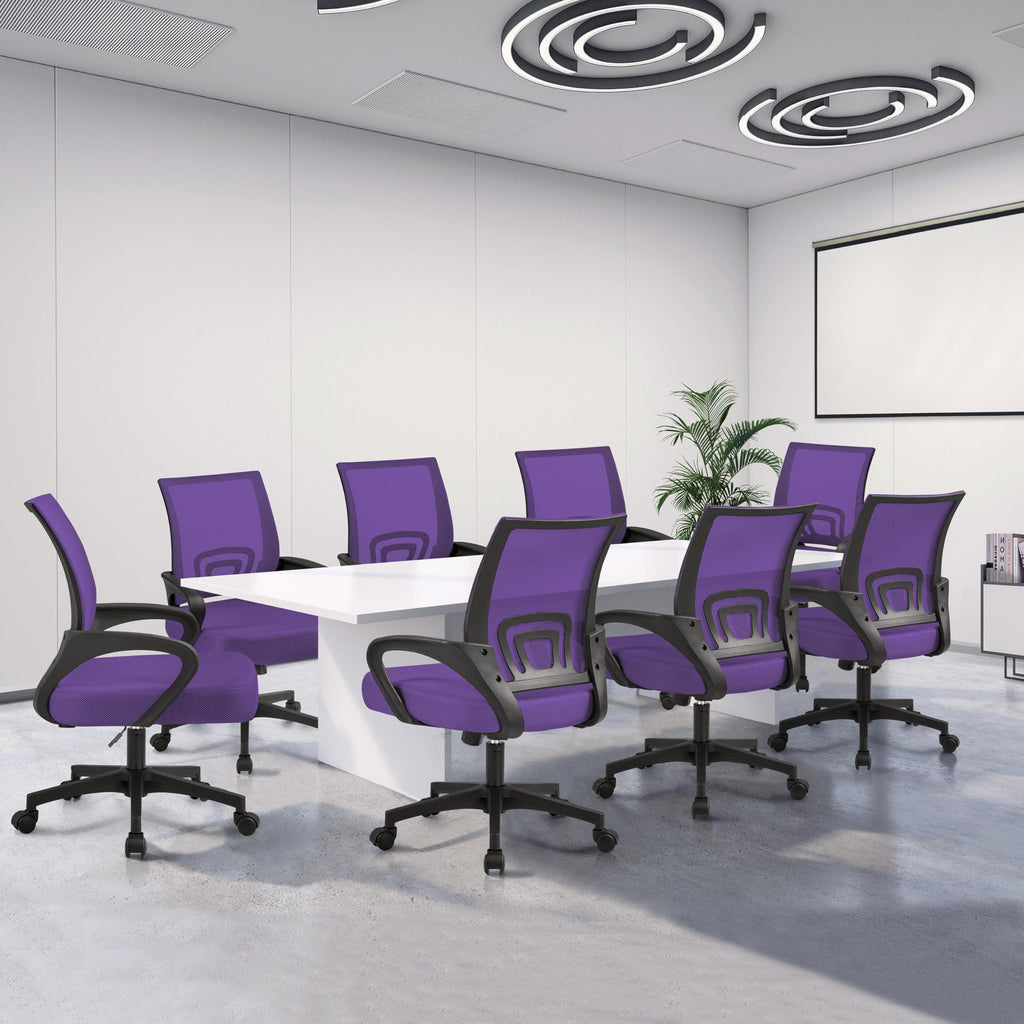 Purple Mesh Office Chairs with Lumbar Support, Set of 2 Y5535