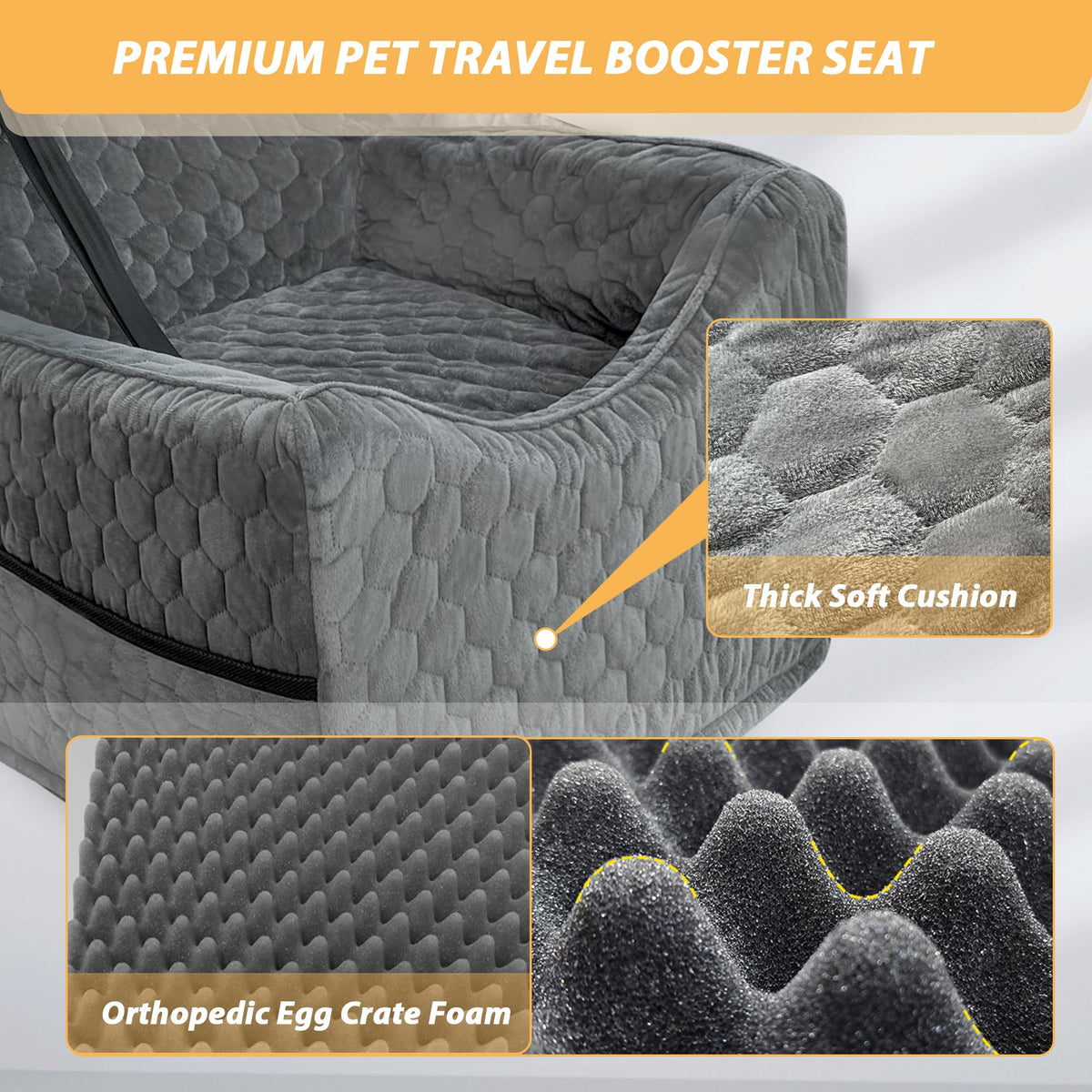Memory Foam Dog Booster Seat with Washable Removable Cover J668