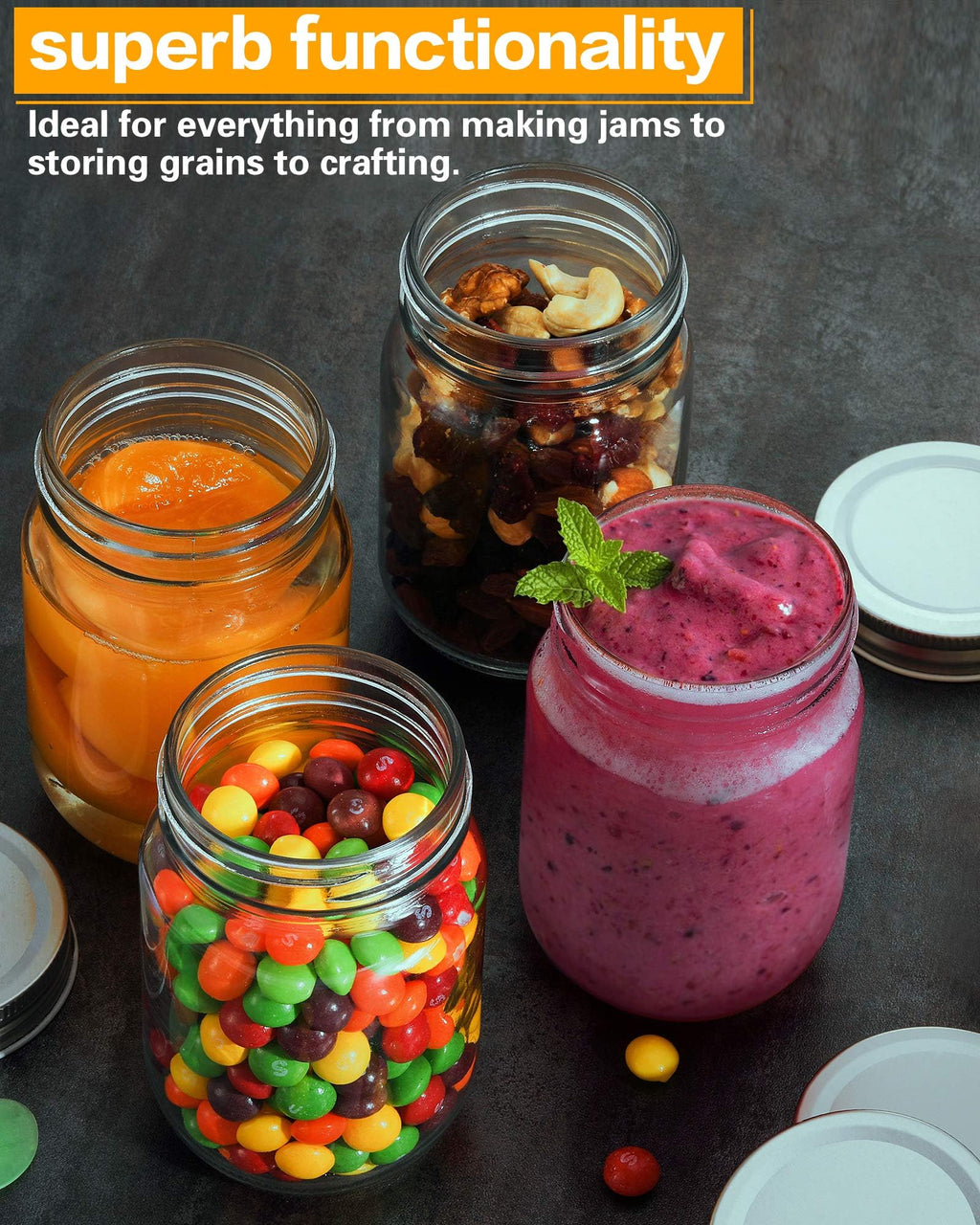 12 oz Glass Canning Jars 6 Pack M7138