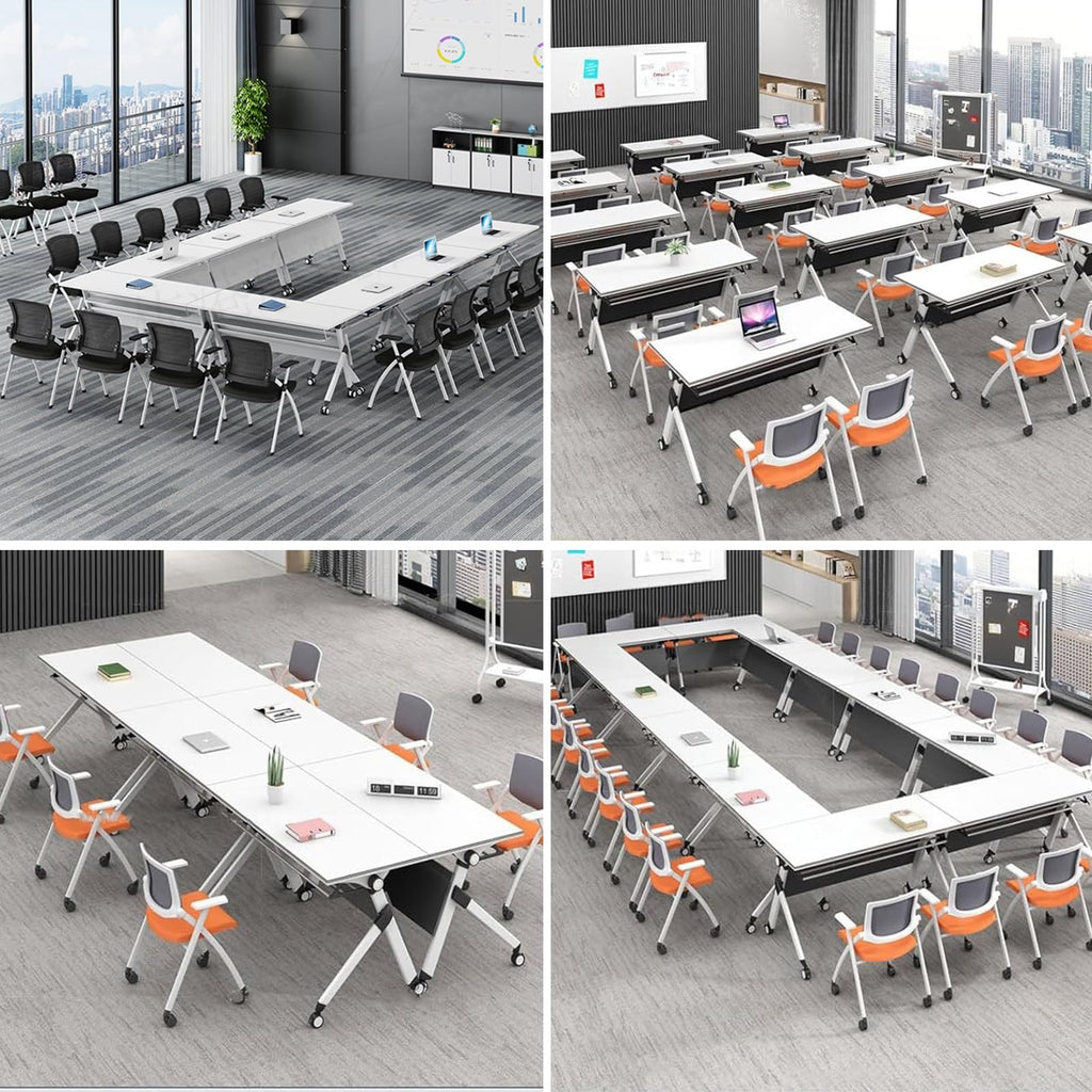 Folding Conference Table with Silent Wheels 120-180cm J2421