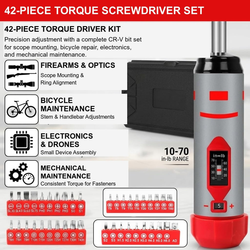 42-Piece Torque Screwdriver Set with 40 CR-V Bits J859