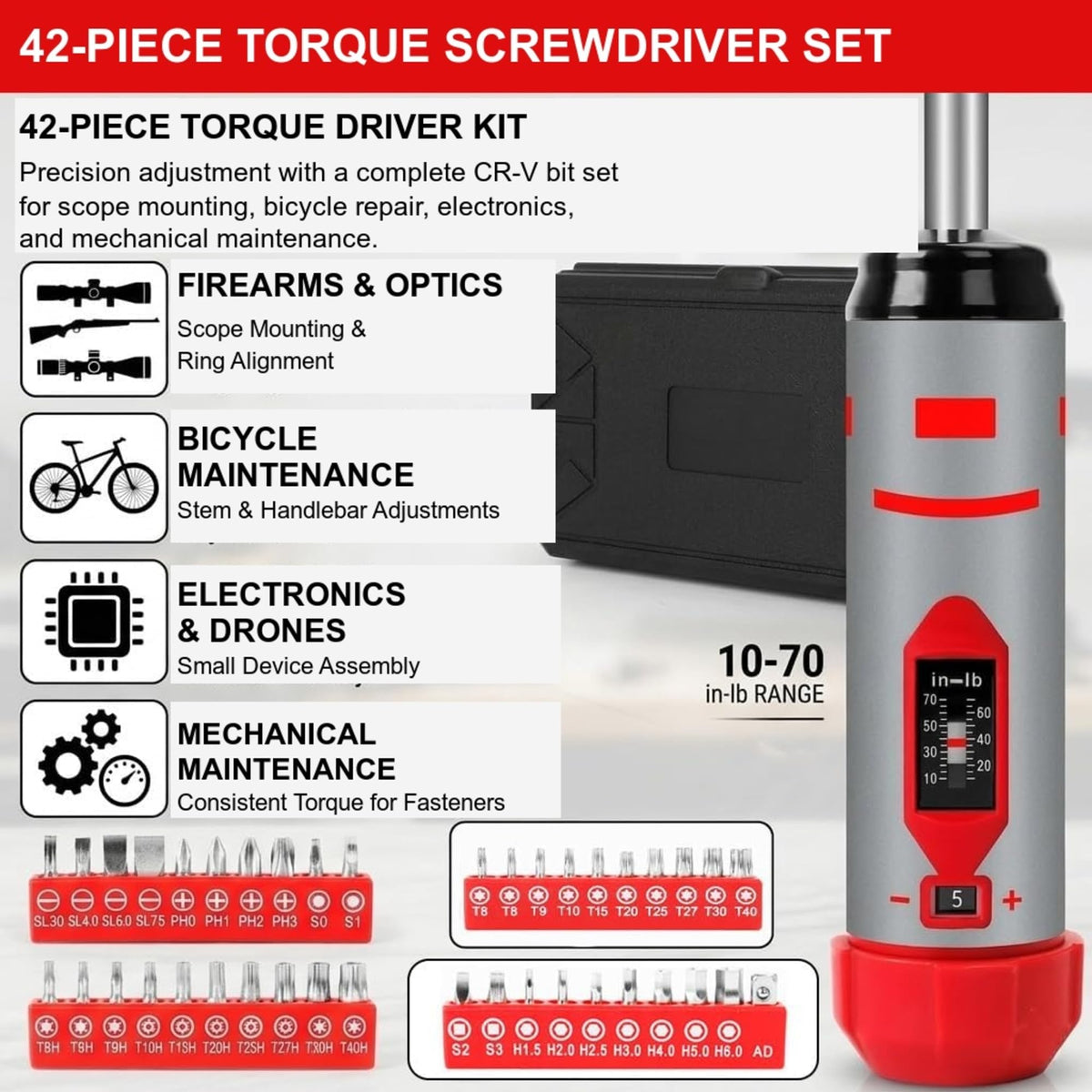 42-Piece Torque Screwdriver Set with 40 CR-V Bits J859