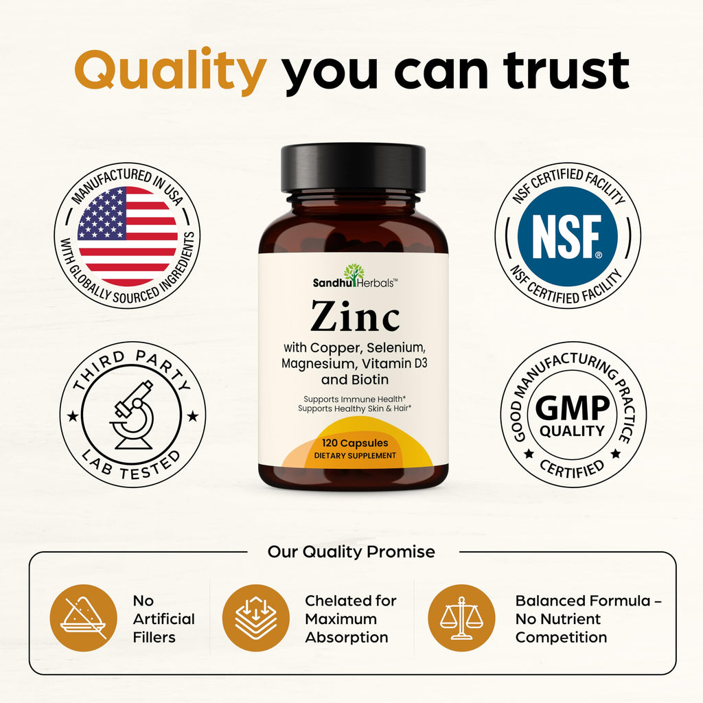 Zinc 30mg 120 Capsules with Copper Selenium Biotin V496883