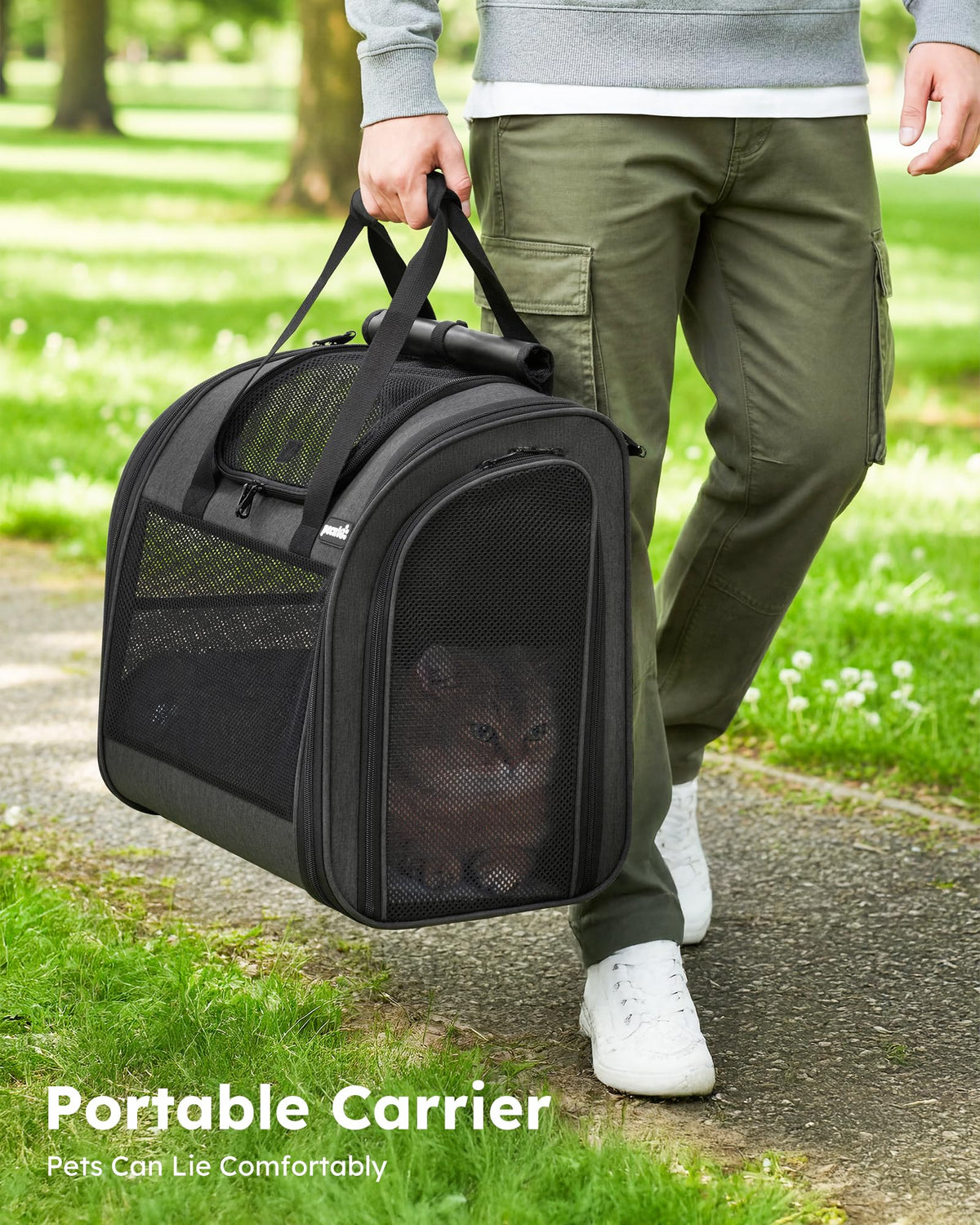 Dark Grey Cat Backpack with Breathable Mesh B297