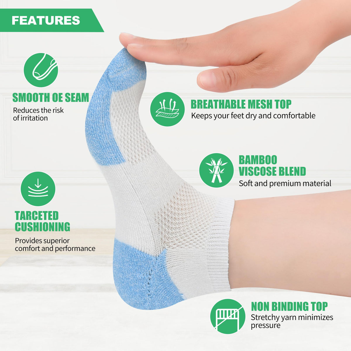 Diabetic Socks for Men, 12 Pairs Ankle & Low Cut Size 9-15 C4847