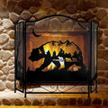 3-Panel Folding Metal Fireplace Screen Black R7809