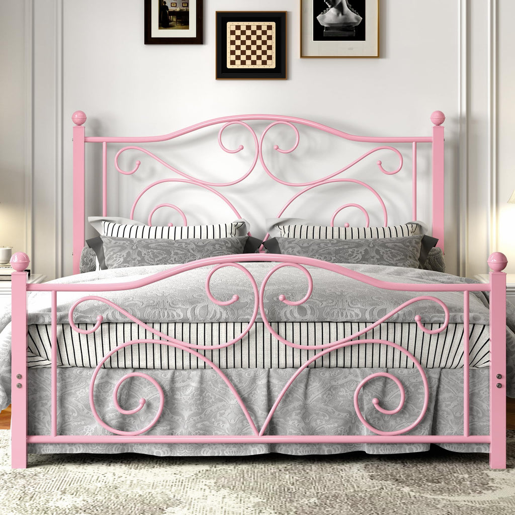 Full Size Metal Bed Frame with Headboard and Footboard V94019