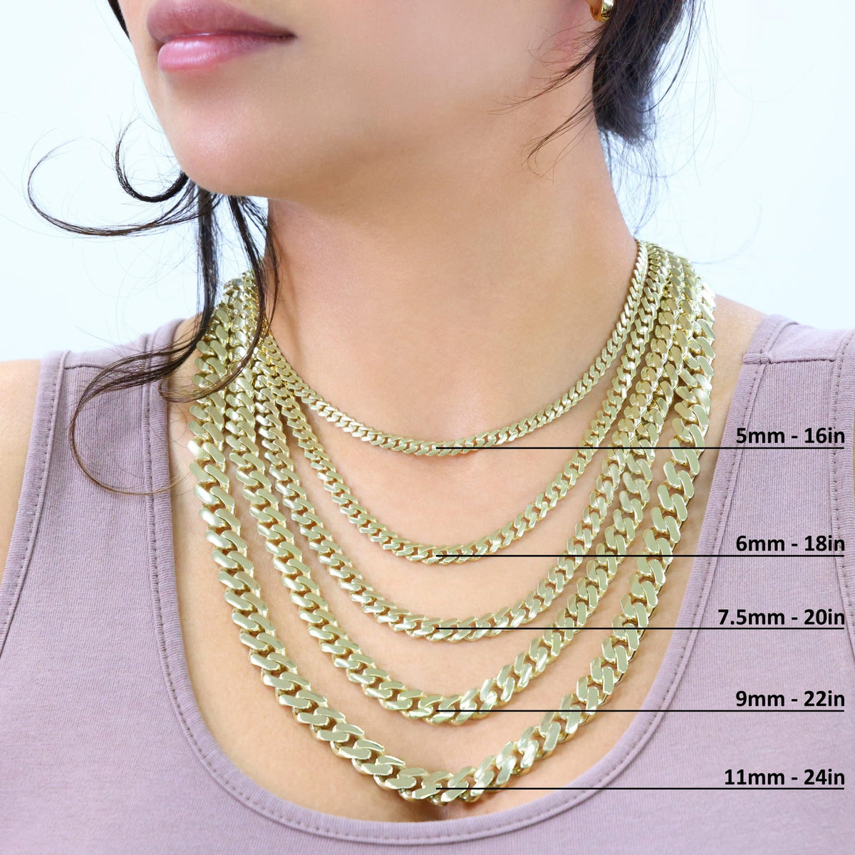 10k Yellow Gold Cuban Link Chain Necklace Y9344