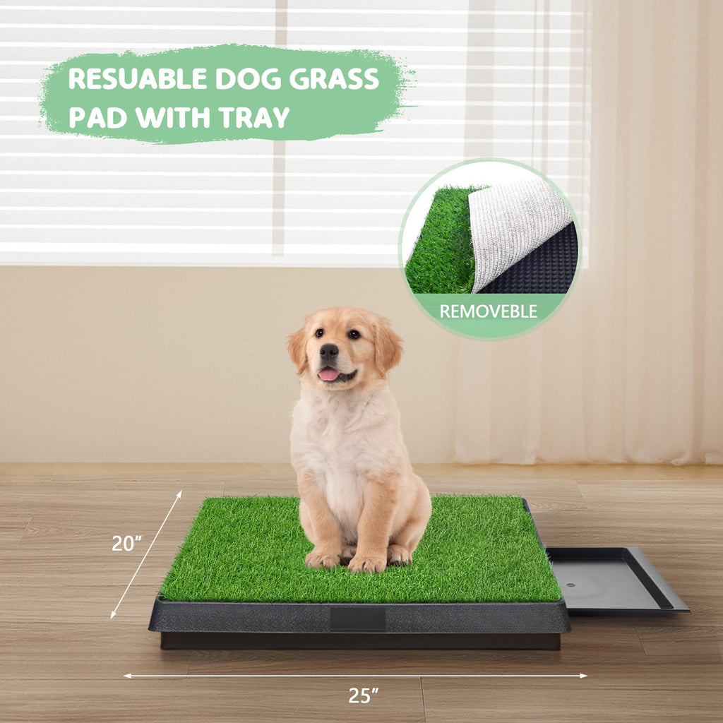 25"×20" Washable Dog Grass Pad with Tray P240489