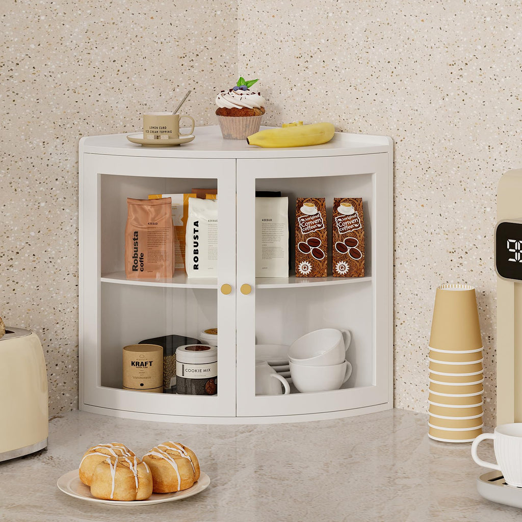 White Double Layer Large Bread Box with Acrylic Doors F18176