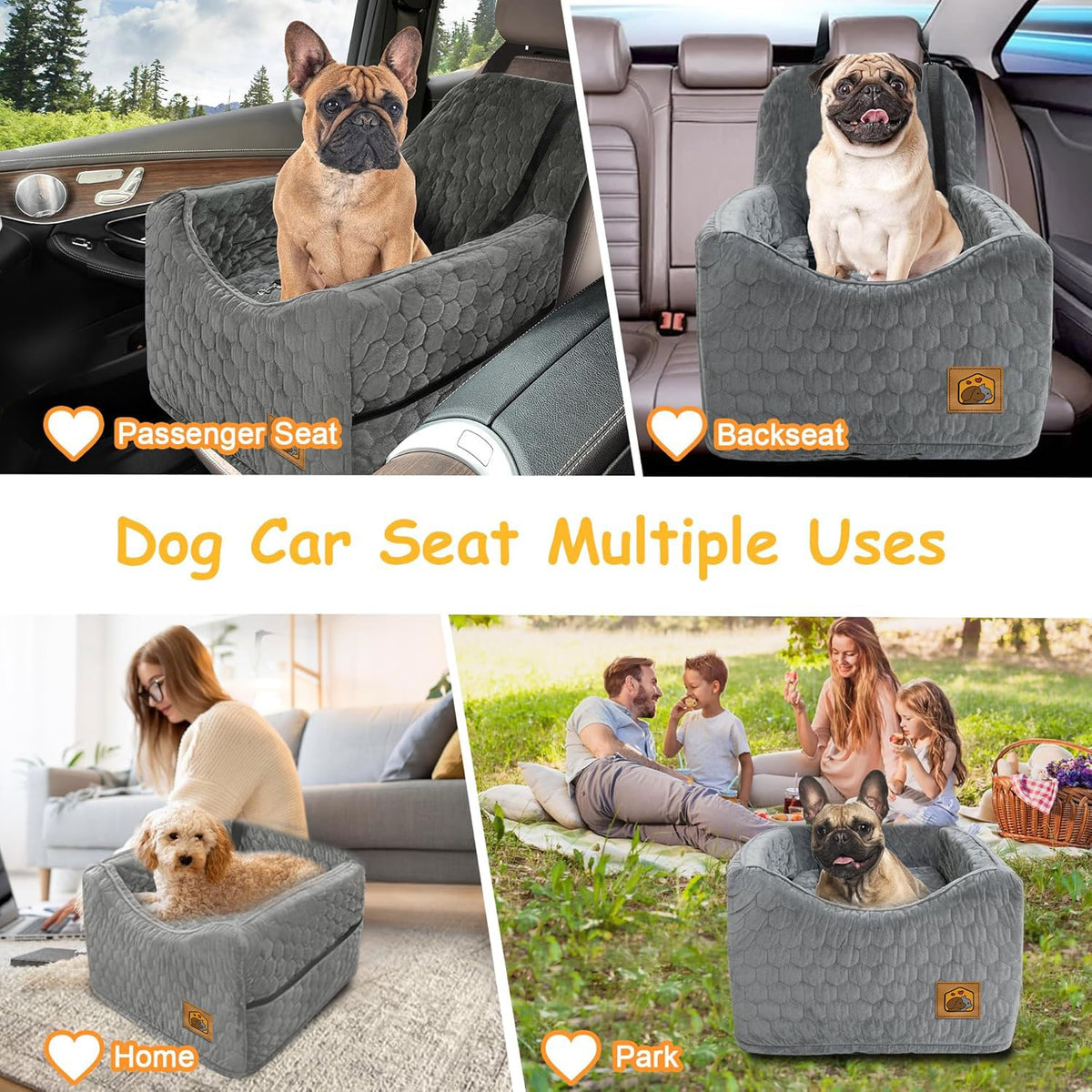 Memory Foam Dog Booster Seat with Washable Removable Cover J668