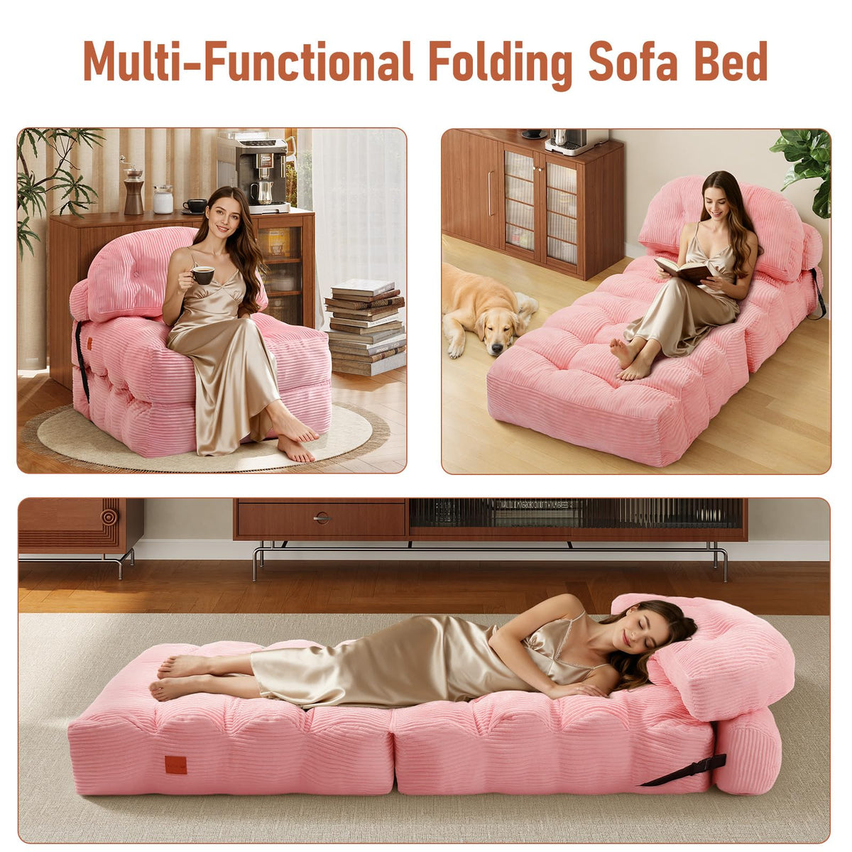 Folding Convertible Sofa Bed with Pillow A277452