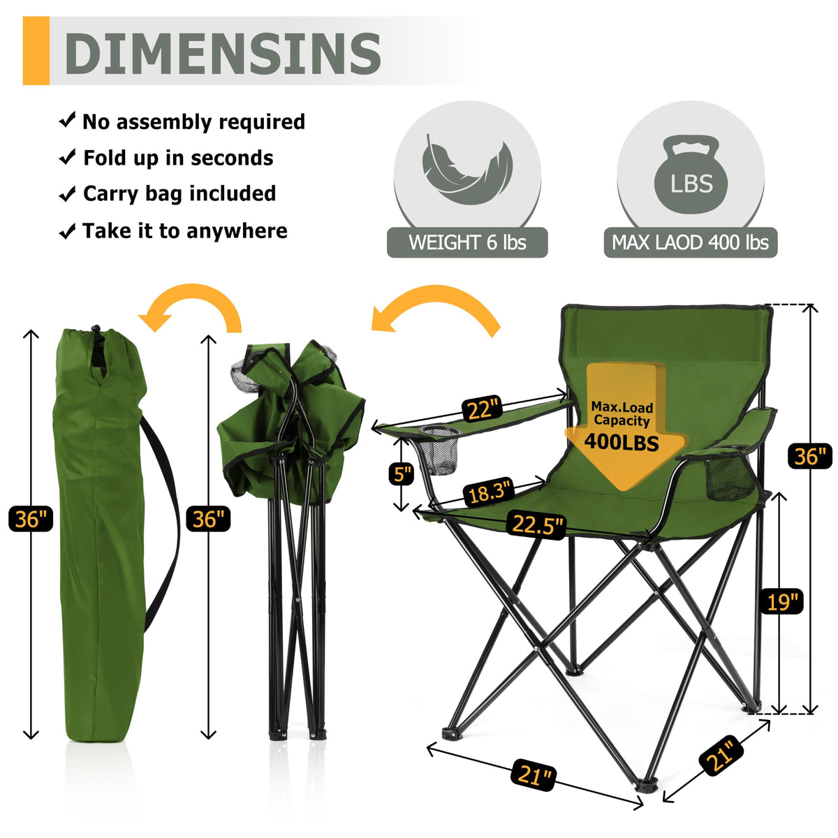 Camping Chairs Olive Green E3689