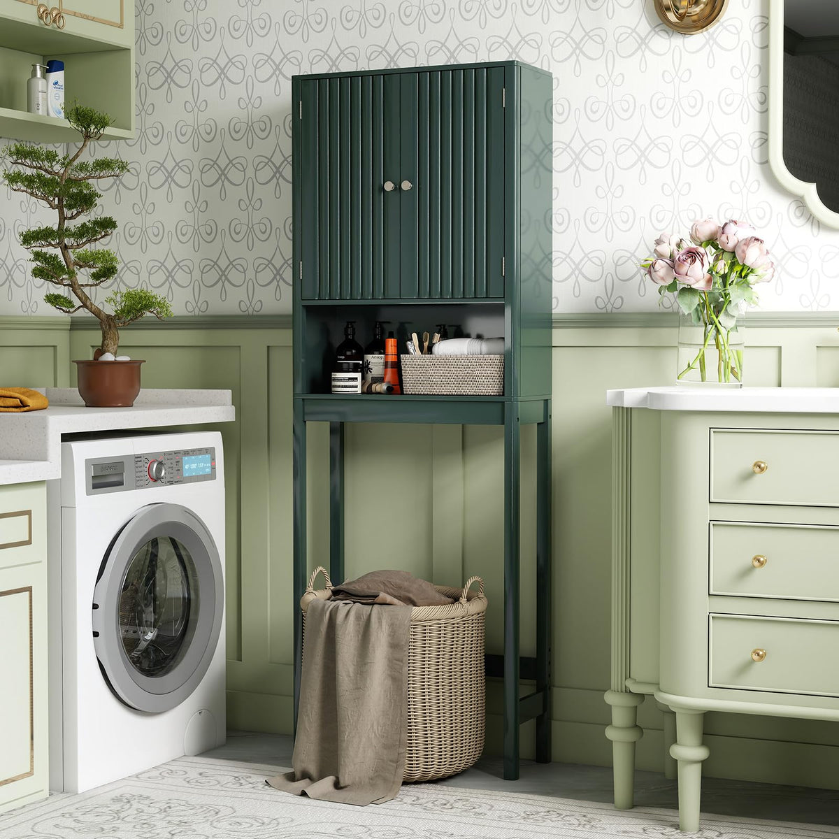 Over The Toilet Storage Cabinet with Fluted Doors R905962