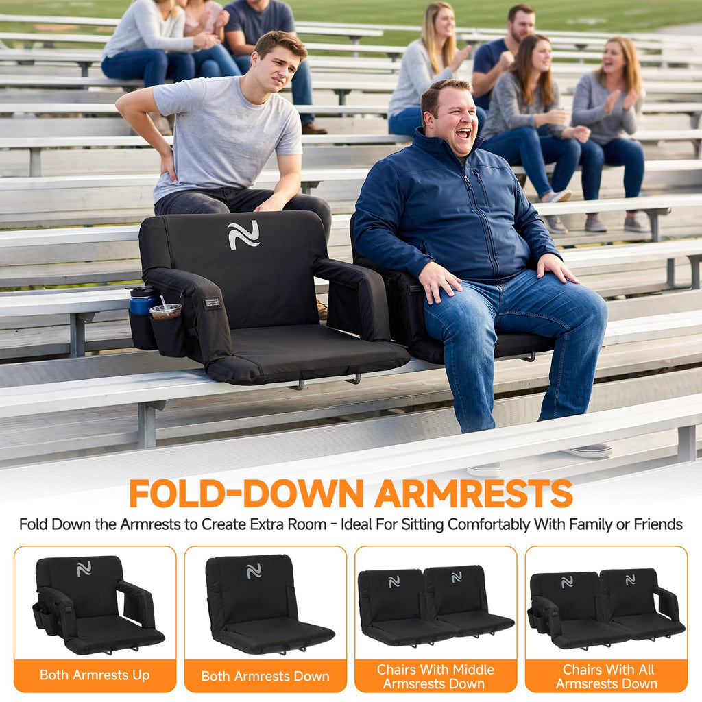 Wide Heated Stadium Seat with Back Support & Cushion K1664