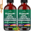 Thyroid Support Drops - Selenium, Zinc, Iodine, L Tyrosine, Ashwagandha, Turmeric, Schisandra Guggu, Cayenne, Basil - Liquid Supplement Folate Copper Alcohol -Free, Vegan, Non-GMO – 4 oz N7130