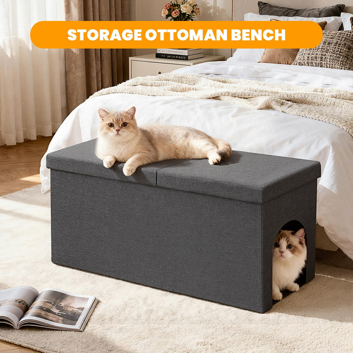 Dark Grey Cat Litter Box Enclosure V693