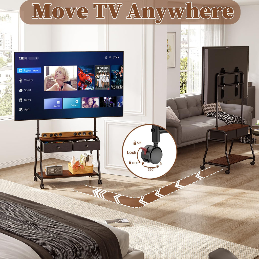 Rolling TV Stand with Mount for 32–75 Inch TVs G3075