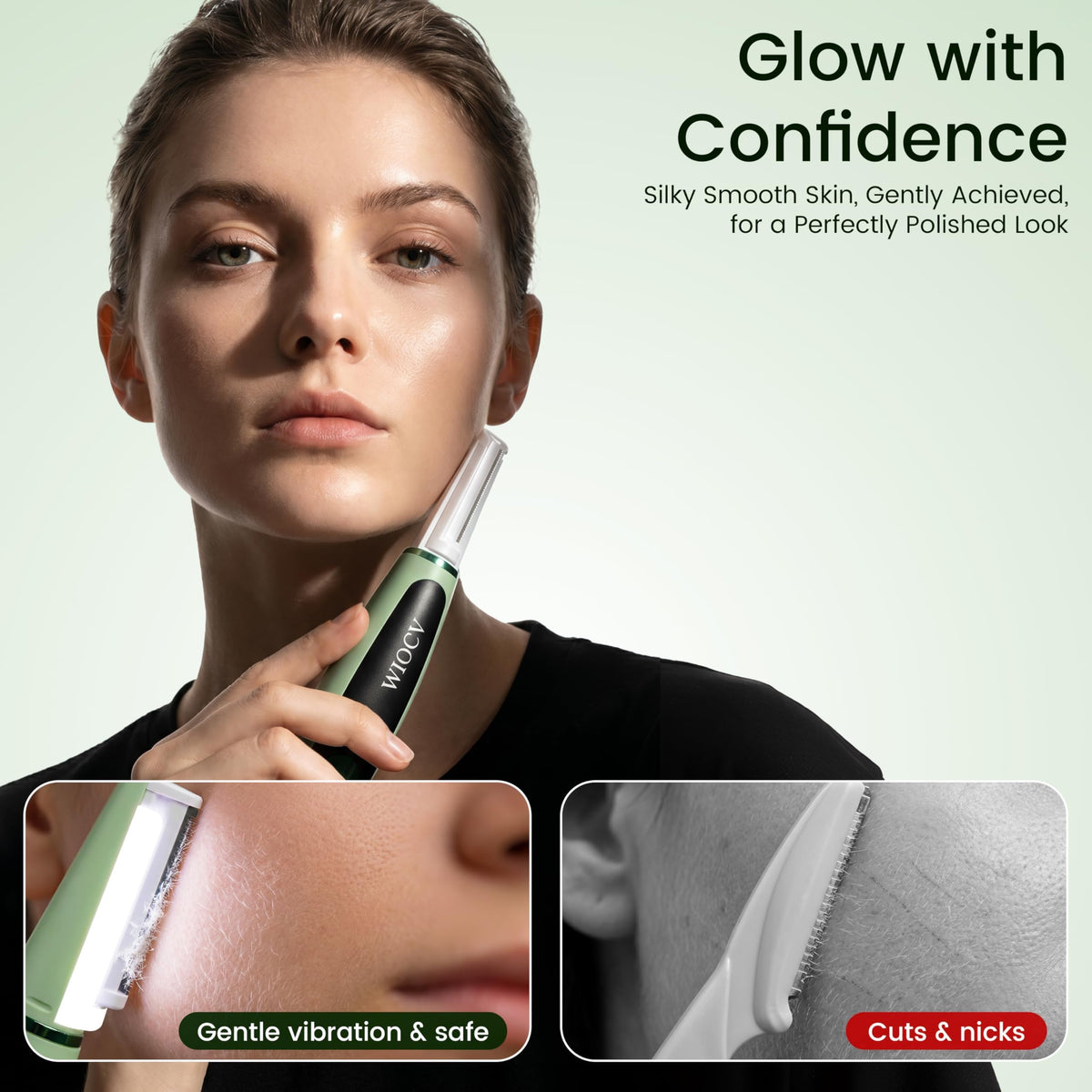 Green Electric Facial Razor H15660