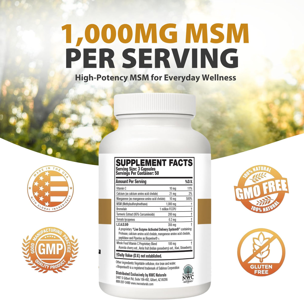 MSM Supplement 1,000 mg 150 Capsules B170336