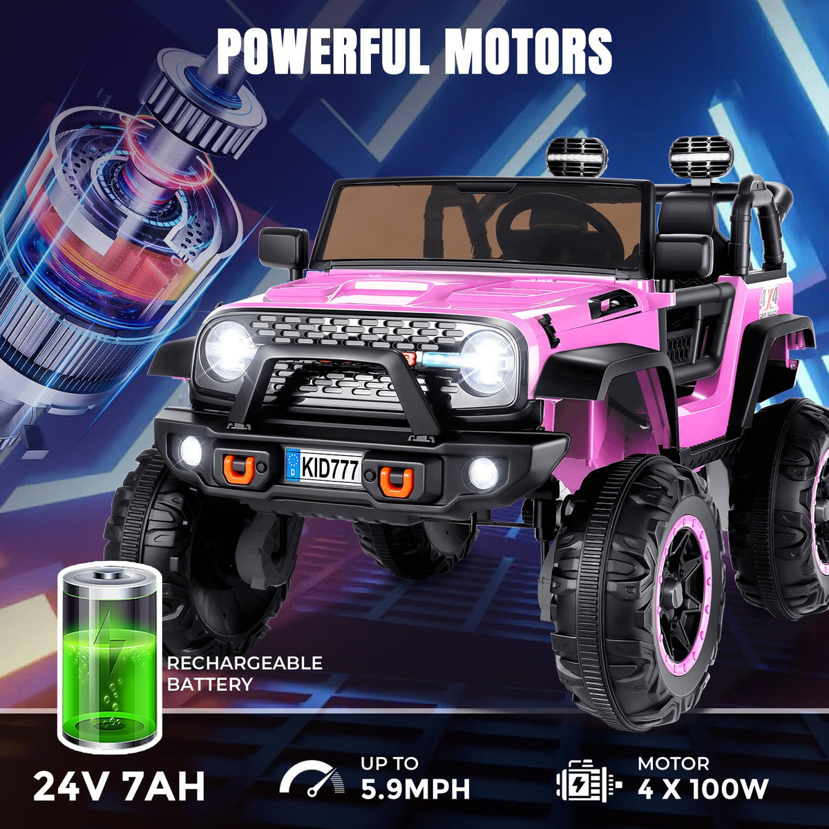 24V Pink Ride on Toy Car K129