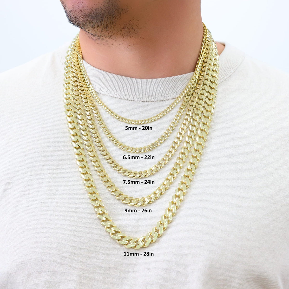 10k Yellow Gold Cuban Link Chain Necklace Y9344