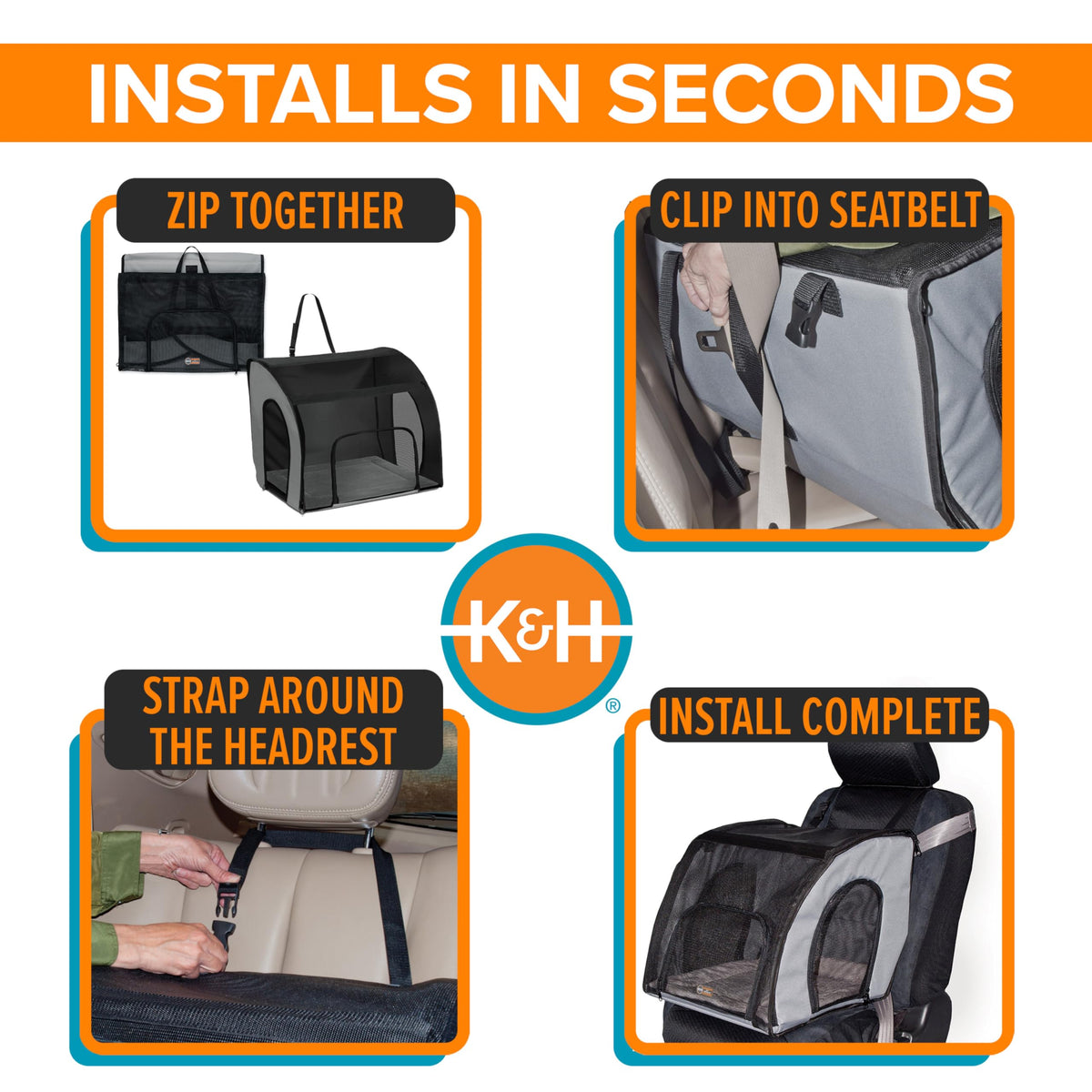 Dog Car Seat, Medium, Gray/Black A603770