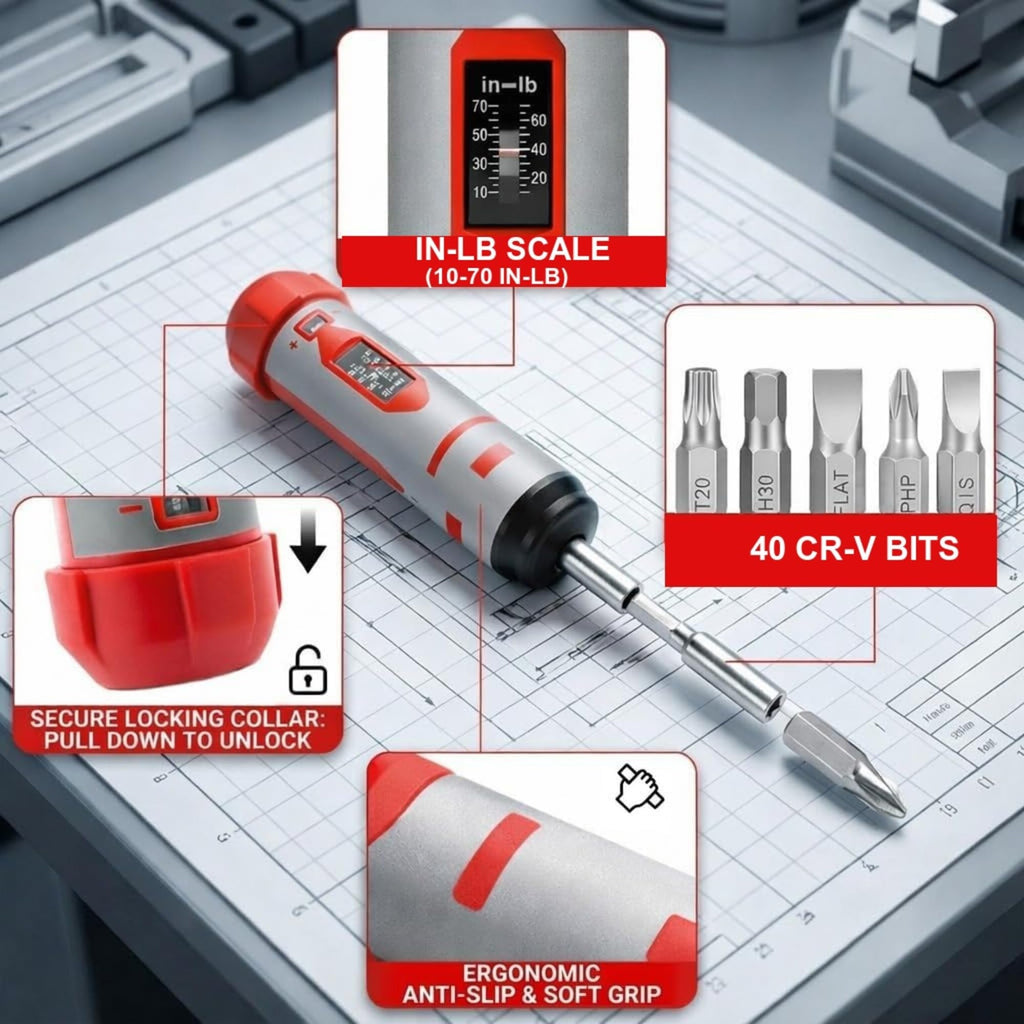 42-Piece Torque Screwdriver Set with 40 CR-V Bits J859