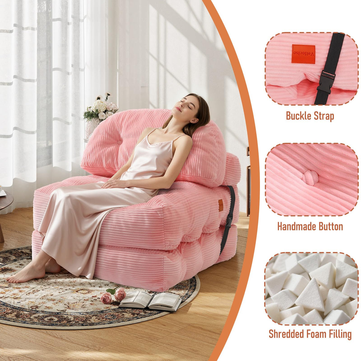 Folding Convertible Sofa Bed with Pillow A277452