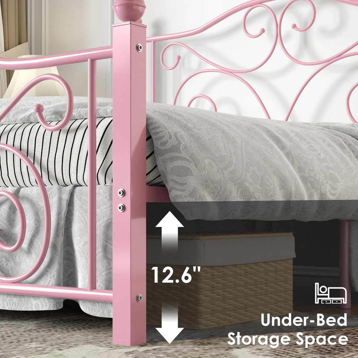 Full Size Metal Bed Frame with Headboard and Footboard V94019