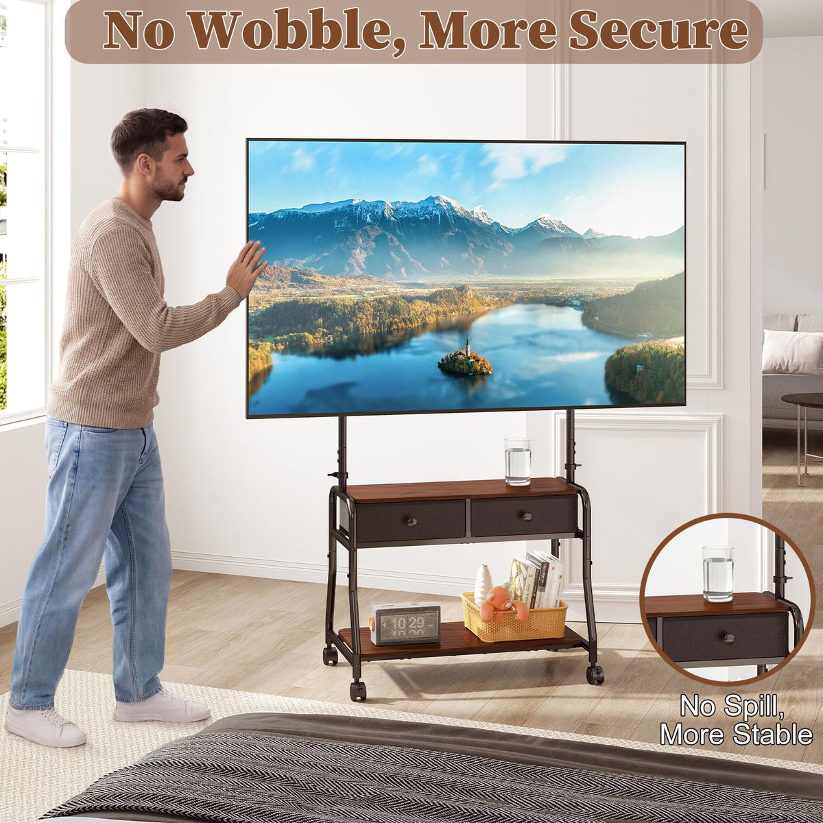 Rolling TV Stand with Mount for 32–75 Inch TVs G3075