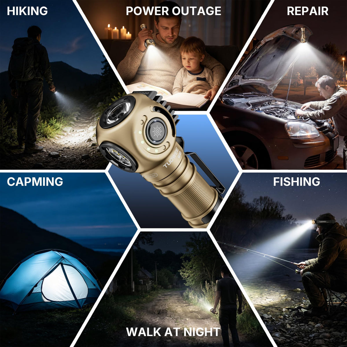 2400 Lumen Rechargeable LED Flashlights with Clip T884