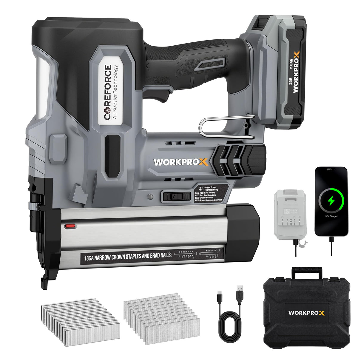 20V Cordless 18 Gauge 2-in-1 Nail & Staple Gun L78488