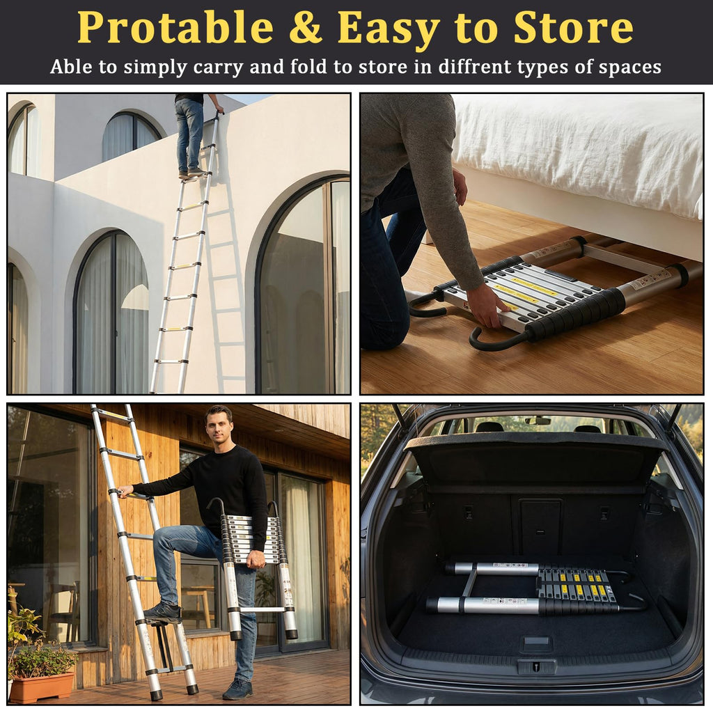 20.3 FT Aluminum Telescopic Ladder 330lbs K6675