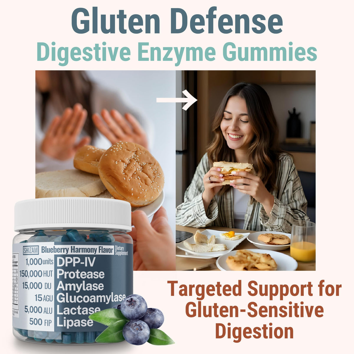 Gluten & Lactase Digestive Enzyme Gummies C637
