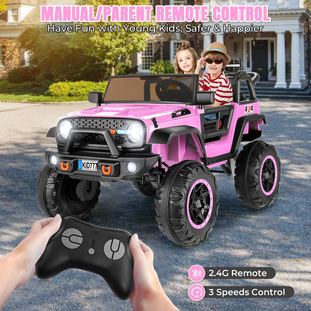 24V Pink Ride on Toy Car K129