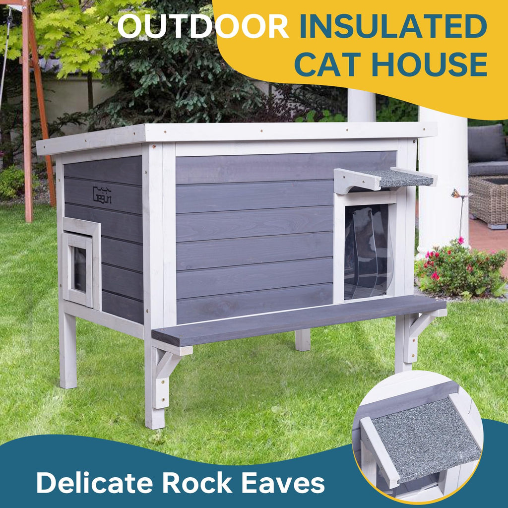Weatherproof Outdoor Cat House with Elevated Floor C4737