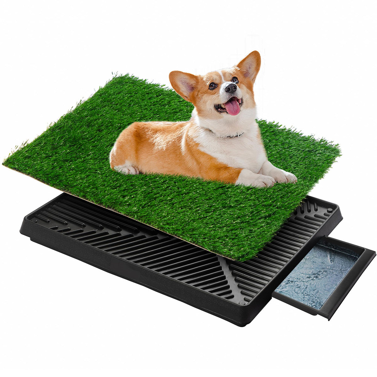 25"×20" Washable Dog Grass Pad with Tray P240489