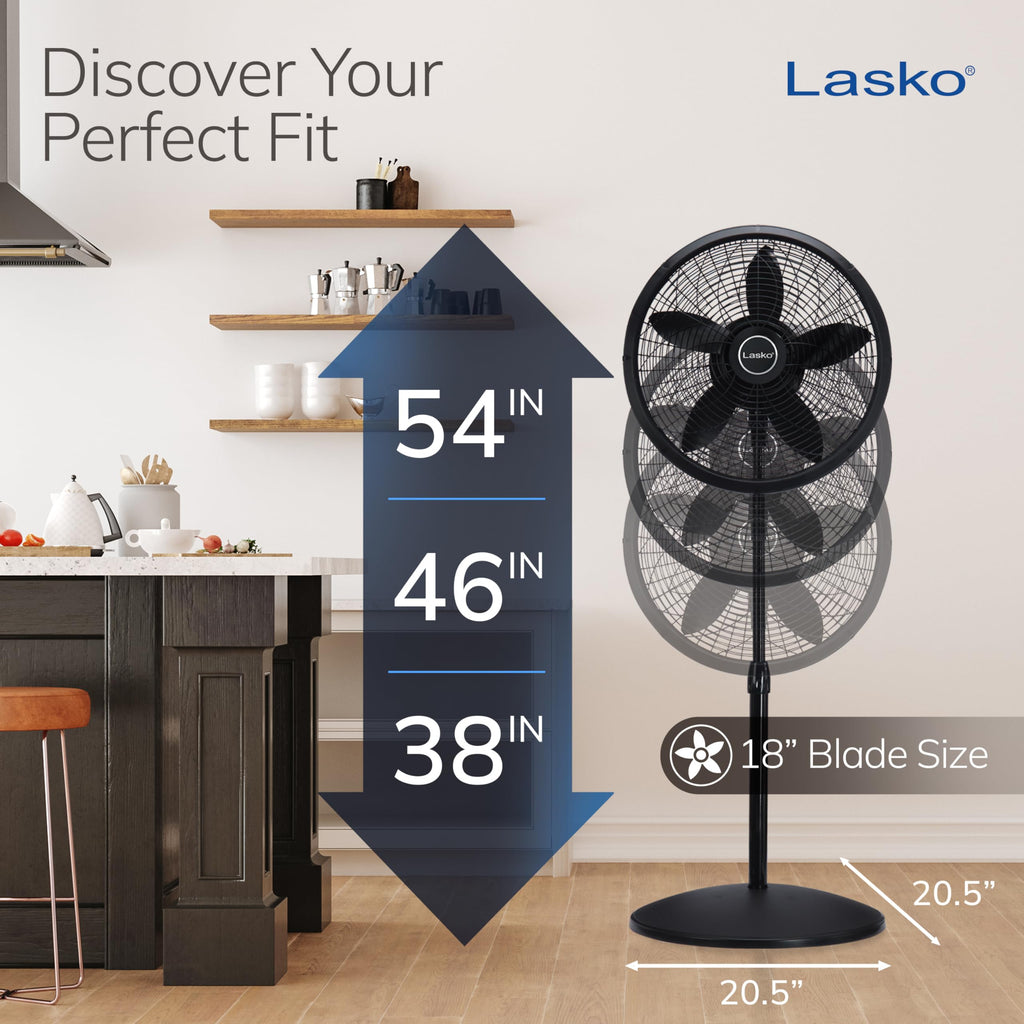 Adjustable Pedestal Fan 18” Black J390