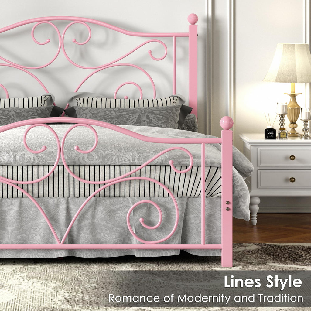 Full Size Metal Bed Frame with Headboard and Footboard V94019