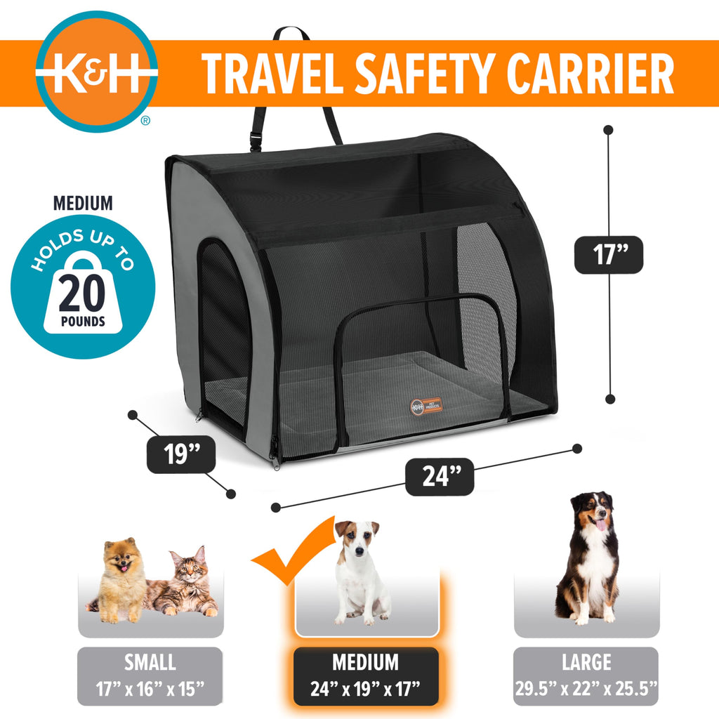 Dog Car Seat, Medium, Gray/Black A603770