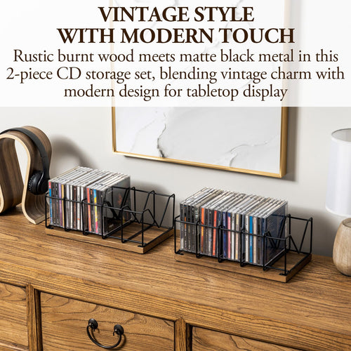 2 Pcs CD Rack Holder, DVD Tower, Tabletop Disc Case Organizer Storage K6258