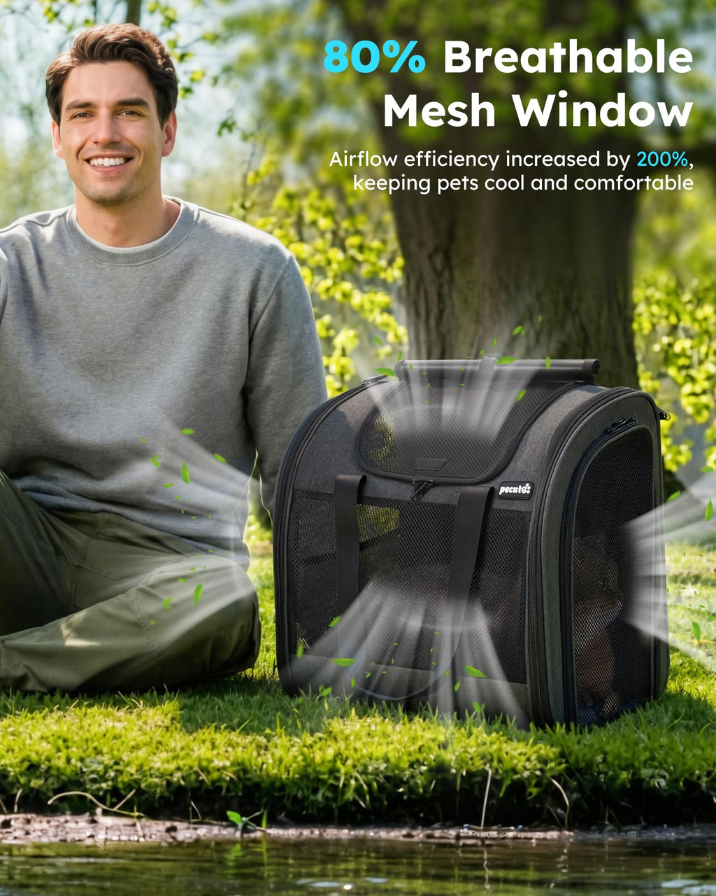 Dark Grey Cat Backpack with Breathable Mesh B297