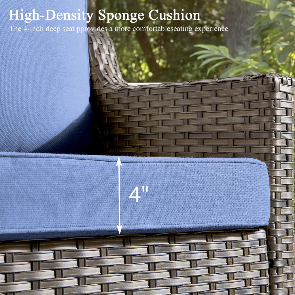 3 Pieces All Weather Wicker Patio Sofa Set with 2 Footstools A20766