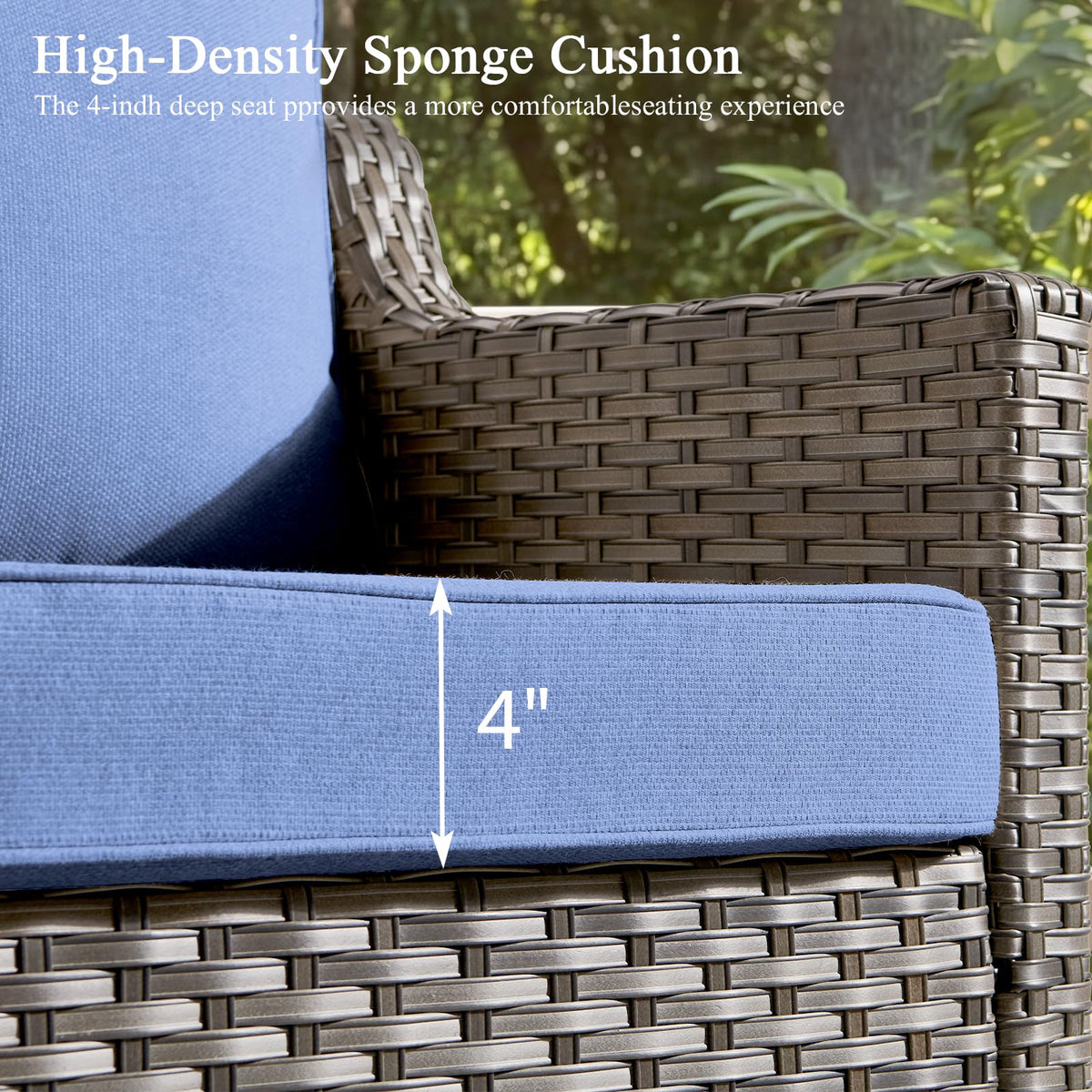 3 Pieces All Weather Wicker Patio Sofa Set with 2 Footstools A20766