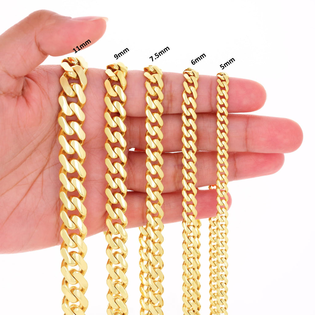 10k Yellow Gold Cuban Link Chain Necklace Y9344