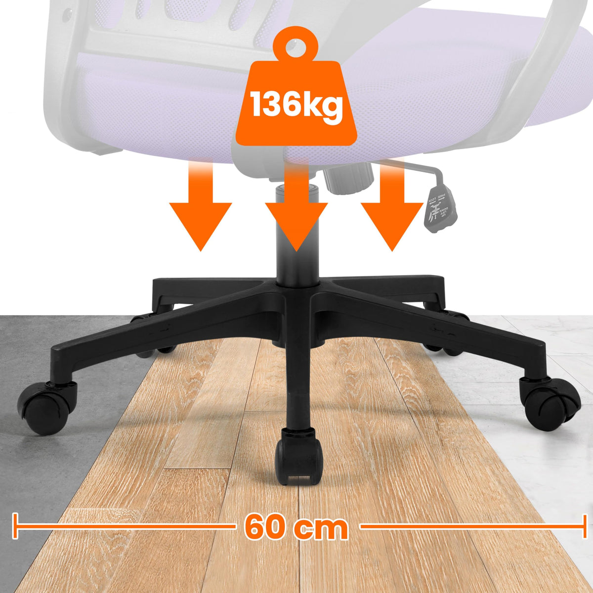 Purple Mesh Office Chairs with Lumbar Support, Set of 2 Y5535