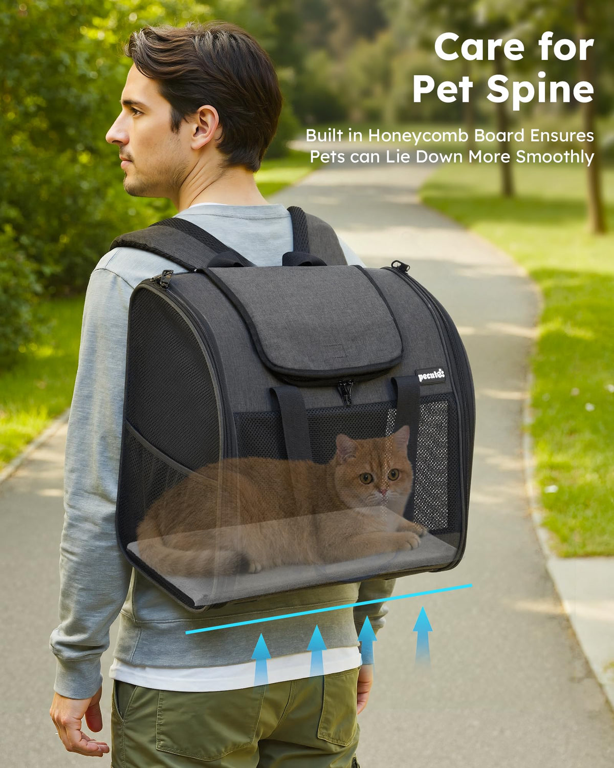 Dark Grey Cat Backpack with Breathable Mesh B297